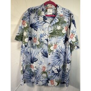 Caribbean Shirt Size L Hawaiian Tropical Button Up Short Sleeve Floral